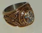 US ARMY SERVICE RING WITH CLEAR STONE ARMY EAGLE ON SIDE SIZE 13 OR 11