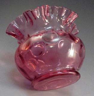 Cranberry Coin Spot Rose Bowl Double Ruffled  