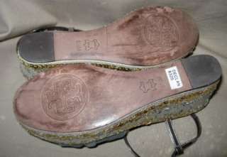 TORY BURCH Declan Gray Mettalic Wedge Shoes Sz 5.5 M  