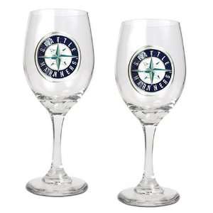  Seattle Mariners Set of 2 Wine Glasses