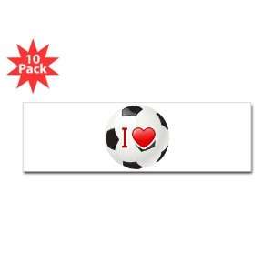  Bumper Sticker (10 Pack) I Love Soccer or Football 
