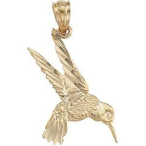  14K Yellow Gold Hummingbird Pendant 