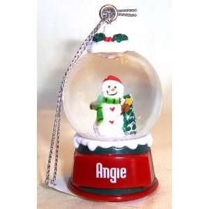  Angie Christmas Snowman Snow Globe Name Ornament 