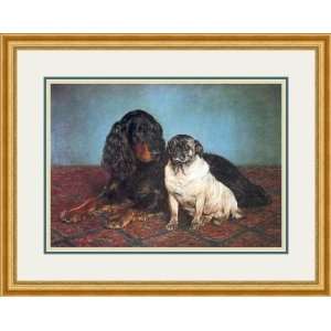   Setter and a Pug by Otto Bache   Framed Artwork