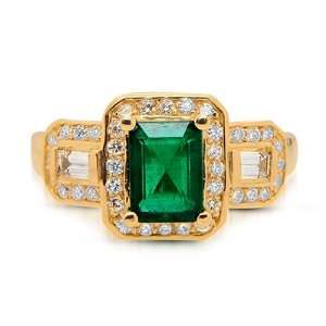  Genuine Emerald & Diamond 2.36 Ctw 18k Gold Ring Jewelry