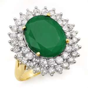  Genuine 10.83 ctw Emerald & Diamond Ring 14K Yellow Gold 