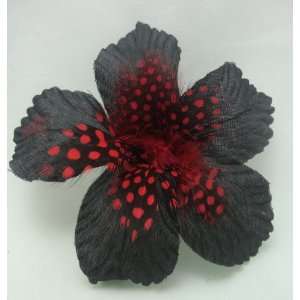  ~Black and Red Lily Hair Flower Clip, Brand New 