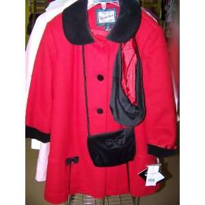  Girls Red Coat 4t with Purse and Hat 