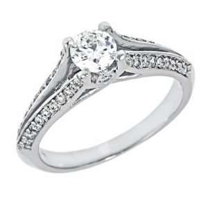 Natural Round Brilliant Cut Diamond Engagement Ring Split Shank Design 