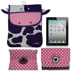  Skque Pink with White Polka Dots 360 Rotating Leather Case + Screen 