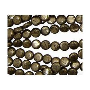   Golden Pyrite Beads (silver tone) Puff Coin 6mm Arts, Crafts & Sewing