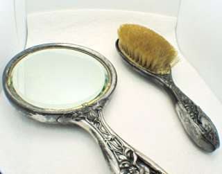 ANTIQUE ART NOUVEAU Derby Silver CO Mirror Brush  