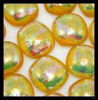 RIPPLE AMBER Fused Glass DICHROIC Cabs Beads  