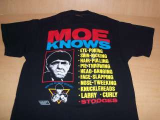 The Three Stooges MOE Knows Diddley Silkscreen T Shirt  