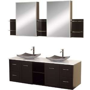  60 Avara Wall Mounted Modern Double Vanity Set   Includes Cabinet 