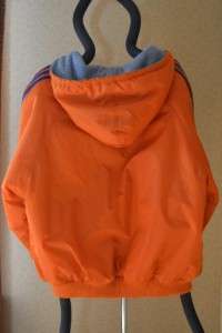 Adidas Reversible Mens Athletic Jacket Large Orange/Blue Nylon & Gray 