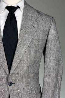 Vintage Yves Saint Laurent Black/Gray Wool Check 44 R Plaid Blazer 