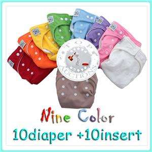 New 10 PCS Adjustable Reusable Lot Baby Washable Cloth Diaper Nappies 