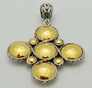 AUTHENTIC JOHN HARDY SILVER 22K Hammered Gold & Silver Medium Round 