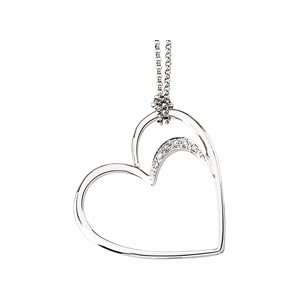 14k White Gold Diamond Heart Necklace (HI Color, I1 Clarity, .05 Cttw)