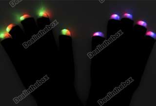 Lighting 7 Mode LED Rave Light Finger Flashing Gloves  