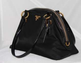Authentic PRADA Milano Black Nylon Doctor Bag Satchel  