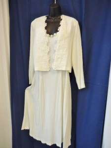 Pc Ivory White Special Occasion Dress Gown & Jacket Set ~ ULTRA 