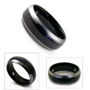   Mens Two Tone Black Titanium Magnetic Dome Wedding Band Ring Size 12