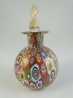 Vintage Millefiori Murano Italy Art Glass Perfume Bottle Scent Gold 