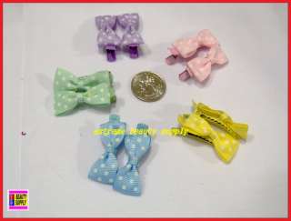 small girl hair clip pin dog bow Barrette sk blue pink  