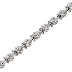  14K White Gold 1/5 ct. Diamond Heart Bracelet Katarina Jewelry