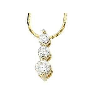   Yellow Gold Diamond Three Stone Pendant with Chain   1.00 Ct. Jewelry