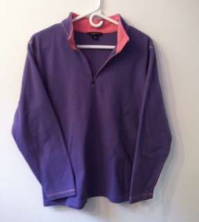 Lands End 1/4 zip Purple with Pink trim fleece womens XL (18 20 