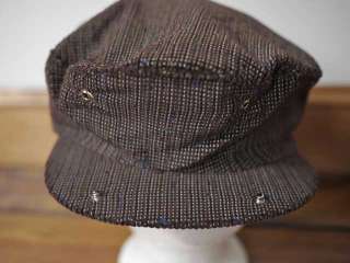 Vintage 60s Velour Woven Burgundy Tweed Newsboy Newsy Hat Cap  