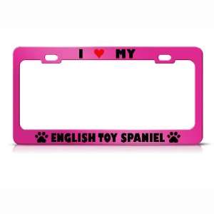 English Toy Spaniel Paw Love Heart Pet Dog Metal license plate frame 