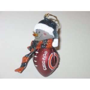 CHICAGO BEARS 2.75 Striped Snowman with Scarf Touchdown Football 