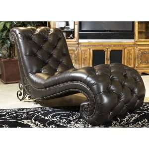 Aico Trevi Upholstery Leather Armless Chaise Option 1   63941 BROWN 00 