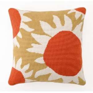  Trina Turk Yellow Sun Flower Needlepoint Pillow