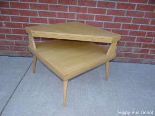 Mid Century Modern Blond Maple Step Corner Table BLONDE  