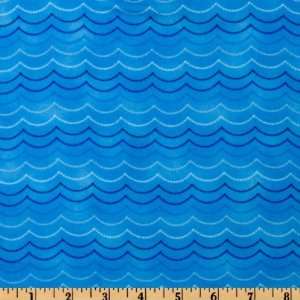  44 Wide Tweet Tweet Waves Flannel Blue Fabric By The 