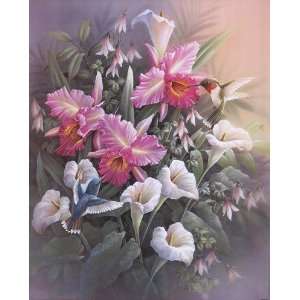  Hummingbirds With Lilies PREMIUM GRADE Rolled CANVAS Art 