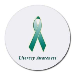  Literacy Awareness Ribbon Round Mouse Pad