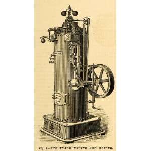  1874 Print Trade Steam Engine Boiler Antique Herrman 