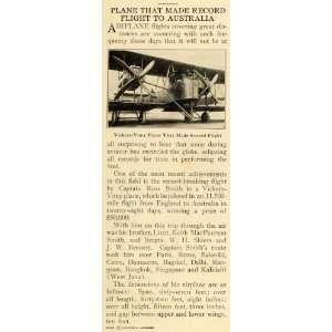   Record Australia Vickers Vimy   Original Print Article