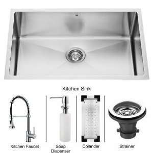 Vigo VG15054 Undermount Stainless Steel Kitchen Sink, Faucet, Coland