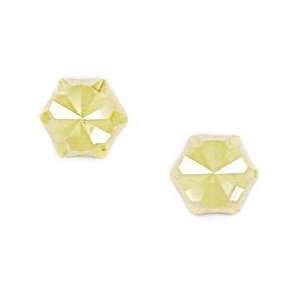  14k Yellow Gold Large Hexagonal Shape Screwback Earrings 