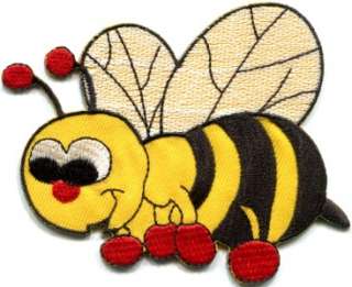 Honeybee honey bee insect fun retro sew sewing applique iron on patch 
