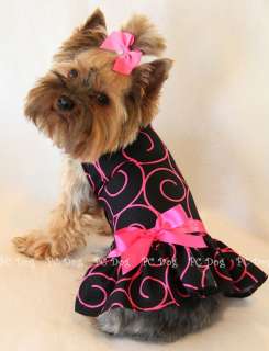 New Hot Pink Swirls Dog dress clothes pet Small  