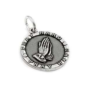 Pray Hard Pendant in Sterling Silver Jewelry 