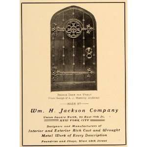  1904 Ad William H Jackson Wrought Metal Decor Bronze Door 